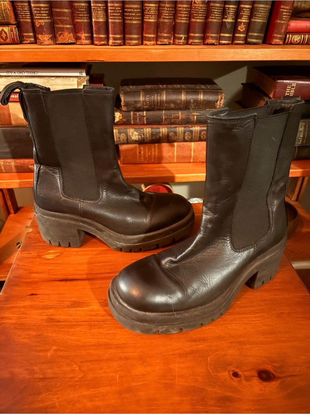 Selected Femme Black Chunky Chelsea Heeled Boots